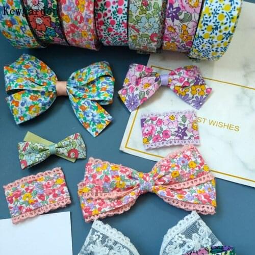 Kewgarden Printed Floral Layering Cloth Fabric Ribbons 1" 25mm DIY Hairbow Accessories Handmade Apparel Sewing Craft 11 Yards