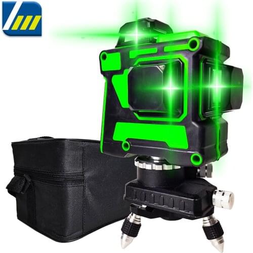 Laser Level 12 Lines 3D Self-Leveling 360 Degree Vertical & Horizontal Cross Lines Green Laser Beam Line with Battery Tools