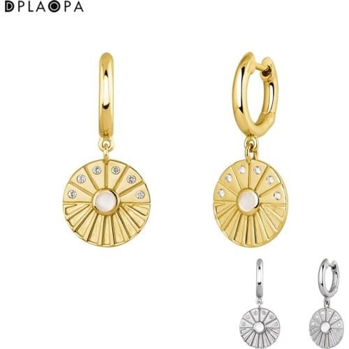 DPLAOPA 925 Sterling Silver Pendientes De Aro Piedras Plata Recubierta Oro Clips Big Large Party Drop Earring Pendientes