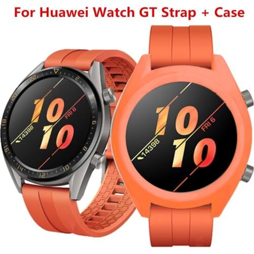 2in1 Silicone Watch Band + TPU Case Cover For Huawei Watch GT Active Strap For Huawei GT Smart Watch Replacement Accessories