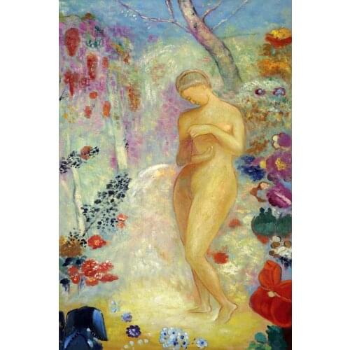 Symbolism Portrait Nude Wall Art Painting Pandora, 1914 by Odilon Redon Home Decor Canvas Oil Painting Hand Painted No Framed
