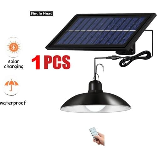 Remote 30 led 2 head Retro Lampshade Solar Pendant Lamp Led Outdoors Indoor Chandelier Solar Light White Garden Lighting for Hom