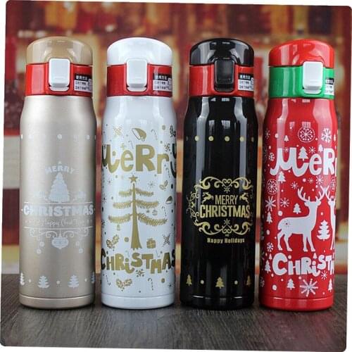 Christmas Gift Tree Deer Santa Claus Vacuum Flask Thermo cup Double Wall Stainless Steel Thermos Coffee Mugs Bottle 350ml
