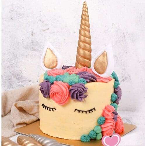 Unicorn Party Cake Topper Unicornio Horns Ears Cupcake Toppers Baby Shower Girls Boys Kids Birthday Party Baking Decorations