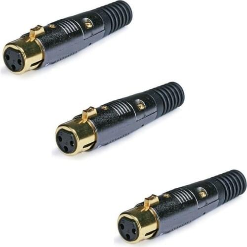 High quality 2PCS/lot 3 Pin Female XLR Mic Microphone Premium Audio Cable Plug Gold Connector Jack