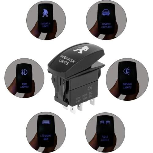 X Autohaux DC 12V 20A 24V 10A Rocker Switch Marine Switch Car Boat Truck Switch Carling Waterproof 5 Pin ON-OFF Switches