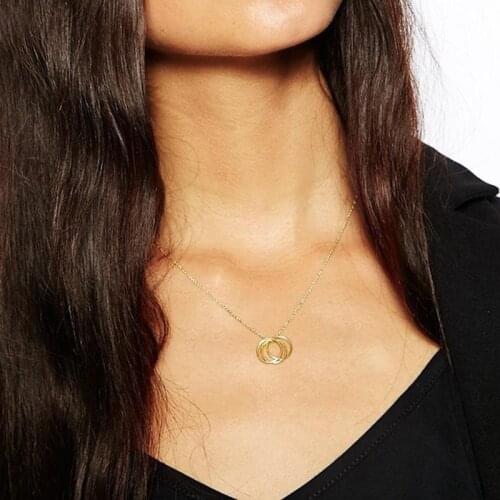 YWZIXLN 2021 Trend Jewelry Round Circle Pendant Necklace Golden Color Unquie Women Fashion Necklace Wholesale N0197