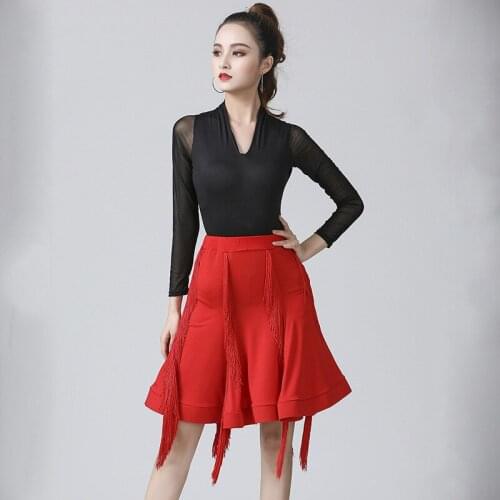 Woman Latin Dance Skirt Women Latin Dance Costume Performance Practice Competition Dancing Skirts Fringe Tassel Belly Dancing