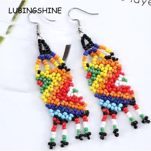 Women Bohemian Handmade Colorful Beaded Long Tassel Earrings Seed Bead Statement Dangle Earrings Ethnic Jewelry