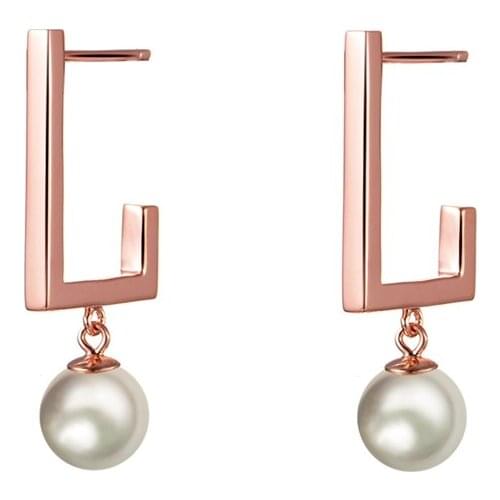 LOVANS New Trend Fashion Cubic Zirconia 925 Sterling Silver Stud Earring Rose Gold Color with Pearl