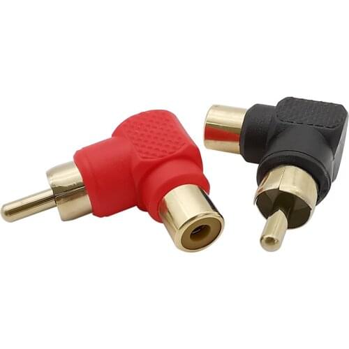 1Pair L Shape RCA Plug Jack Connector RCA Male to Female Right Angle Audio Converter Adapter RCA Connectors Red Black