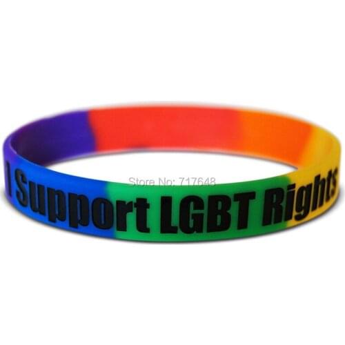 100pcs I Support Pride wristband silicone bracelets free shipping by epacket A