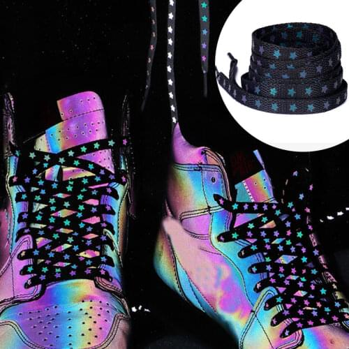 120/140/160cm Reflective Shoelace Rope Women Men Glowing Dark Shoe Laces Sneakers Sport Shoes Rope Bootlaces Five-pointed Star