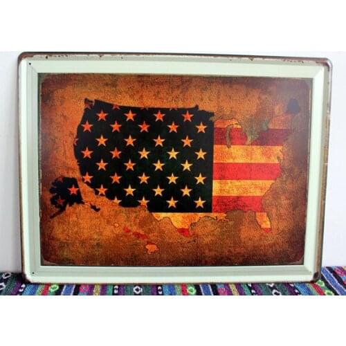 30pcs/lot Metal Sign shabby chic Vintage The American flag signs wall decor House Office Restaurant Bar Metal Painting art