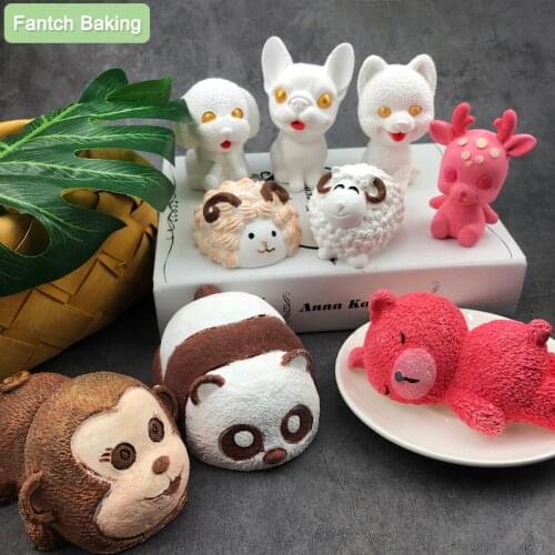 Animals Dog Panda Monkey Rabbit 3D Mold Silicone For Mousse Fondant Chocolate Cake Bake Decorating Tools Gypsum Resin Art DIY
