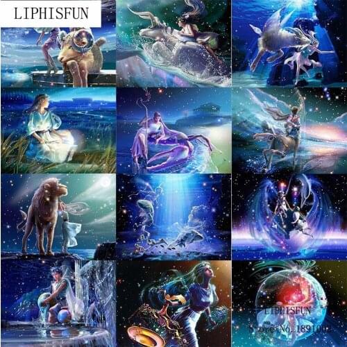 5d Diamond Embroidery Twelve Constellations Pattern Diy Diamond Painting Cross Stitch Picture Of Rhinestones Hobbies And Crafts
