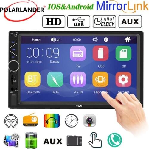 Car Radio 2 Din 7 Inch Bluetooth Multimedia MP5 Player High-Definition Mirror Link FM USB TF Card AUX Touch Screen Audio Stereo
