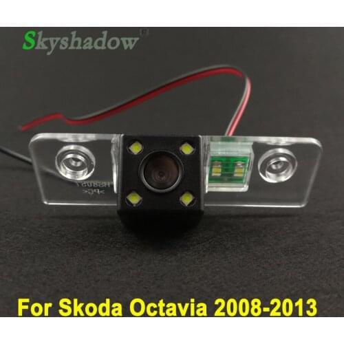 Car CCD 4 LED Night Vision Reverse Backup Parking Waterproof Wireless Monitor Rear View Camera For Skoda Octavia 2008-2012 2013