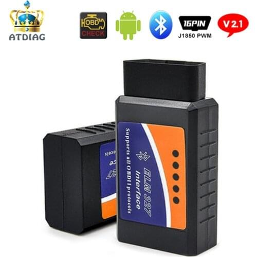 High Quality elm327 bluetooth v2.1 OBD2 OBDII Car Diagnostic Scanner ELM327 V2.1 Code Reader Work for Android With Free Shipping