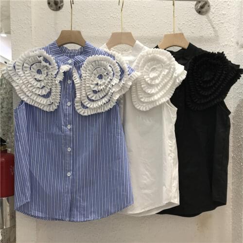 Sweet Ruffles Peter Pan Collar Women Blouses Covered Button Drawstring Design Shirts 2021 Summer Elegant Japan Style Blusas