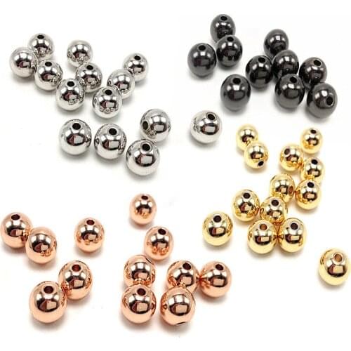 100% Stainless Steel Bead For Jewelry Making 3/4/5/6/8mm Metal Round Beads 1.5mm Hole Wholesale 100pcs