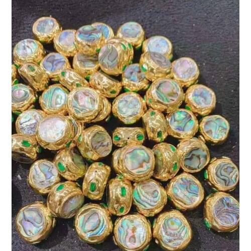 Abalone shell Beads , Jewelry Beads Finding for Bracelet Necklace DIY Making , Copper 10pcs 24K Round