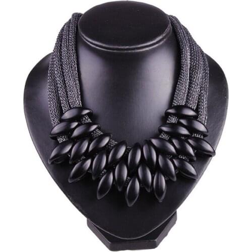 New Fashion Exaggerate Golden Black Plastic Shape Pendants Mesh Bijoux Necklace Women Choker Neck Chains Jewelry Gift