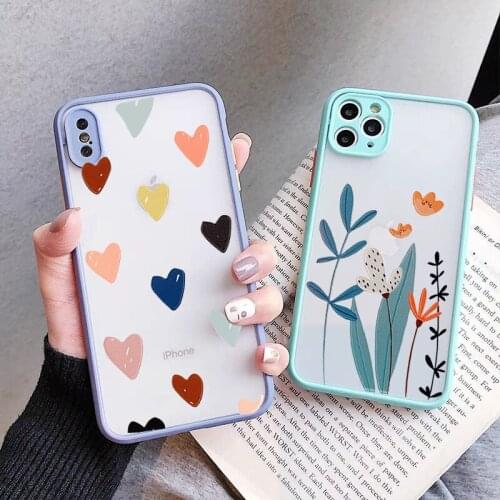 ZUIDID Cute Pink Heart Flowers Phone Case For iPhone 12 Pro 11 8 7 6 Plus SE20 X XS Max XR Fashion Bumper Hard Clear Cover Shell
