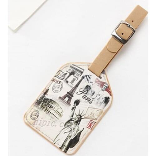 Suitcase Leather Luggage Tag Label Bag Pendant Handbag Travel Accessories Tower Old Times Name ID Address LT08C