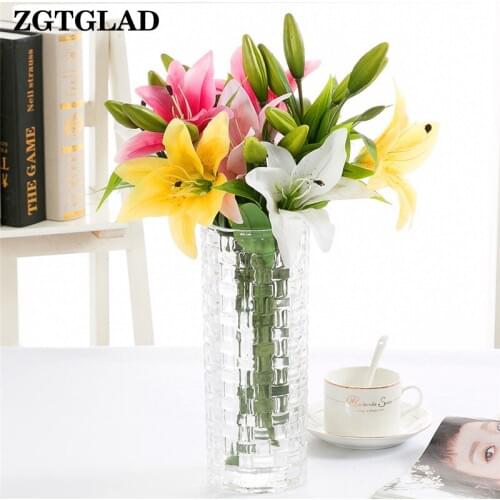1Pcs Artificial Lily Flowers Fake Flower Plants Bridal Party Home Wedding Decor Supplies