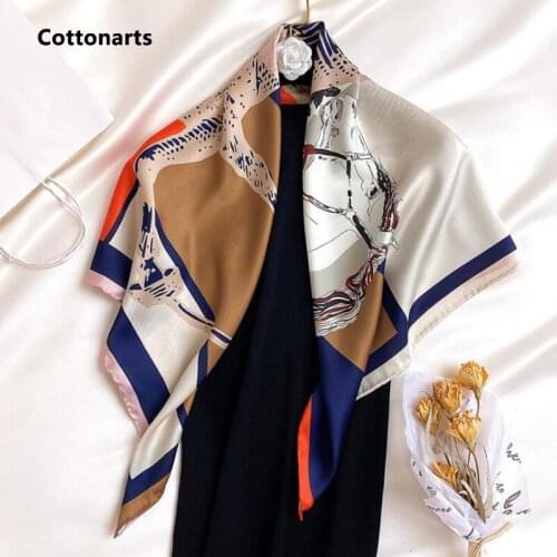 Designer Carriage Occupation Big Square Scarf 90CM Silk Scarves Sunscreen Beach Pareo Handkerchief Career Shawl Bandana Hijab