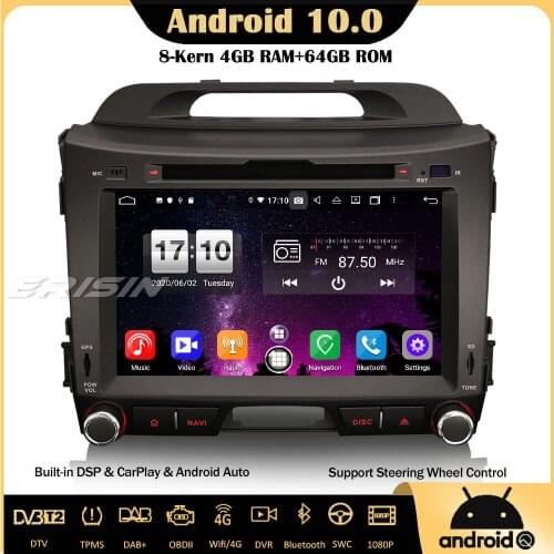 Erisin 8733 8" Android 10.0 Car Stereo For Kia Sportage DAB+ GPS DSP CarPlay OBD DVD 8-Core 4GB RAM OBD TPMS RDS DTV USB SWC