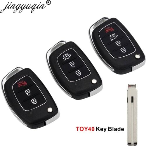 Jingyuqin 10pcs/lots 3/4BTN Remote Key Fob Shell For Hyundai HB20 SANTA FE IX35 IX45 Accent I40 Flip Folding Key Case