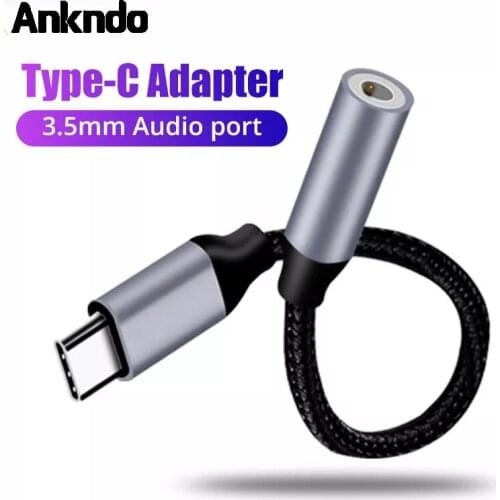ANKNDO Type-C Audio Adapter Cable Usb Type-C To 3.5Mm Headphone Adapters Audio Aux Cable For Phone Type C Plug Converters