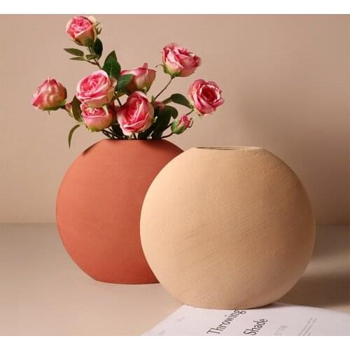 Nordic round Ball ceramic pot bright color fRound Artwork Home Furnishings entrance shelf decoration