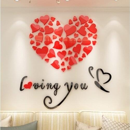 Creative Art Wall Decor 3D Love Acrylic Wall Sticker For Bedroom Living Room TV Background home Decoration Valentines Day Gifts