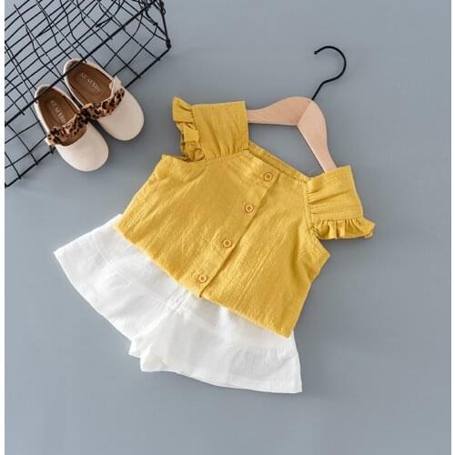 Summer girls baby clothes kids outfit set shirt shorts suit for 1st babys birthday girls clothing thin cotton breathable sets