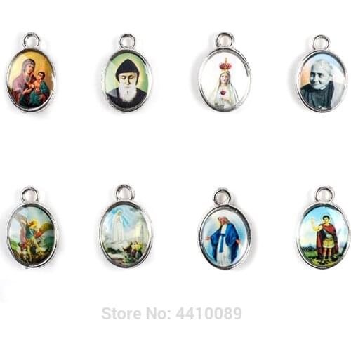 Small Catholic Charm Our Lady of Grace St Michael Alloy Bracelet Medal For Woman