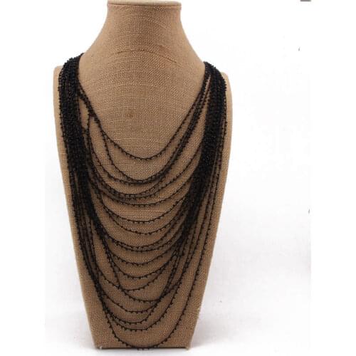 Beadsland small beads multilayer long necklace handmade crochet women fashionable necklace euramerica hot selling jewellery
