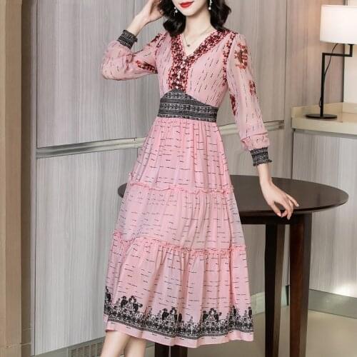 Fashion Female High Waist Dress Womens Summer Dress 100% Real Silk Dresses Ladies Slim Elegant Long Dress Robe Femme Zjt2575