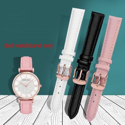 Fashion all-match genuine leather watch band for AR1926/1681/1956/1763 female strap 12 14 16 18 20mm black pink skyblue bracelet
