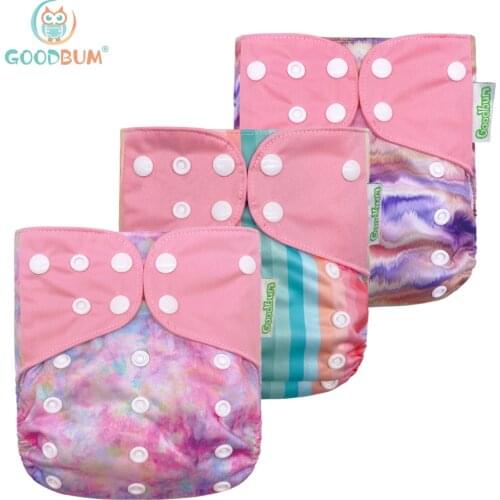 Goodbum 3pcs/set Washable Adjustable Breathable Mesh Pocket Diaper Double Gusset Summer Mesh Swim Cloth Nappy For 3-15KG Baby