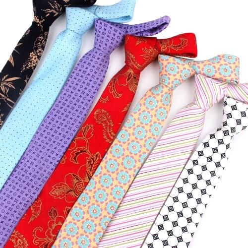 New Ties For Men Cotton Print Slim Men Necktie Suits Mens Neck Tie For Business Cravats Floral Groom Neckties