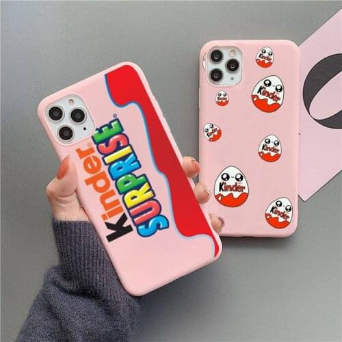 New Trolly egg KINDER JOY Surprise Phone Case For iphone 12 11 Pro Max Mini XS 8 7 6 6S Plus X SE 2020 XR Matte Candy Pink cover