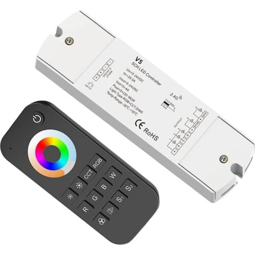 New Led RGBCCT Strip Controller 12V 2.4G RF Remote Wireless 4A 5 Channel 20A Output DC12V-24V RGB CCT String Ribbon Control