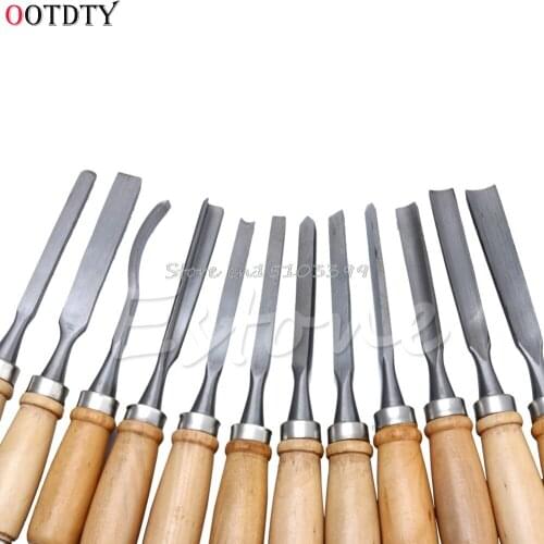 OOTDTY 12Pcs Wood Carving Hand Chisel Tool Set Woodworking Professional Gouges