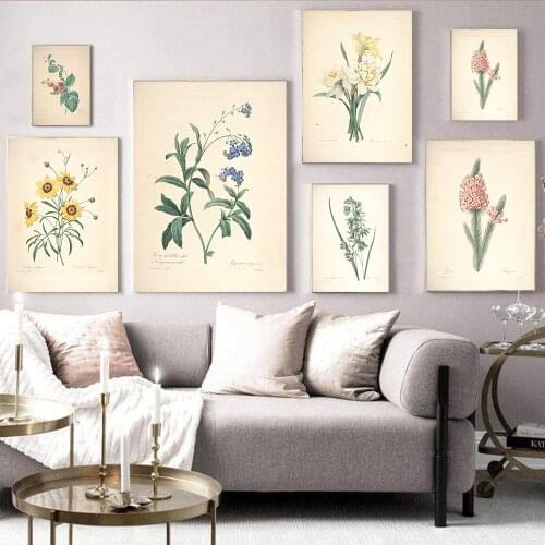 Modern Plant Poster Nordic Flower Plant Art Plant Digital Watercolor Painting Flower Blooming Frameless Art Poster Home Decor
