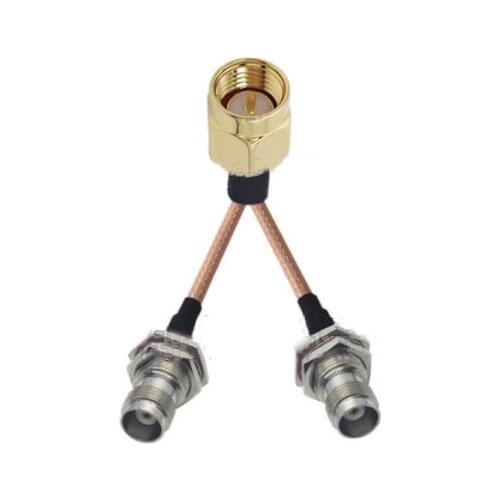 SMA Male to 2 TNC Female bulkhead Connector RF Pigtail Y Extension Jumper Cable RG316