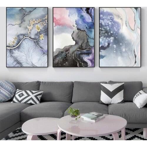 Modern Abstract Canvas Poster Watercolor Geometric Marble Texture Painting and Prints Wall Art Pictures Living Room Home Decor