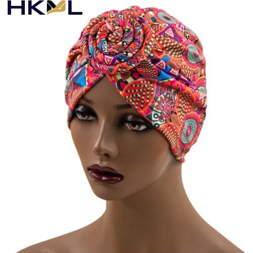 Hot Sale Coiled Spiral Turban Cap Multicolor Toe Cap Cap Fashion Base Turban Cap Printed Geometric Pattern